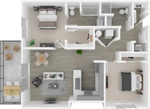 Columbia Riverwalk 2x2 D Floor Plan